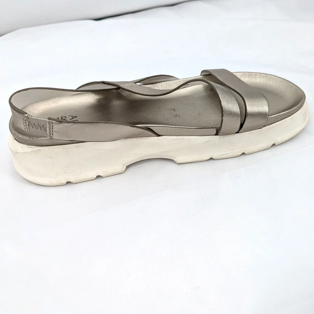 Naturalizer Platform Sandals Silver Metallic‎ Comfort Slingback Size 11